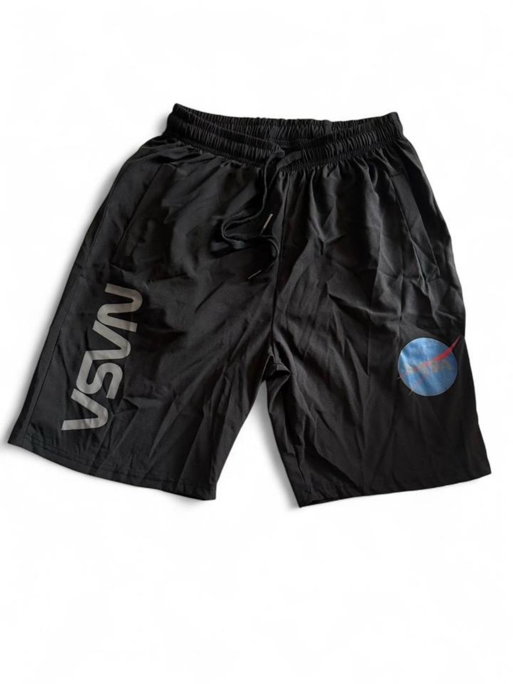 SHEIN NASA Space Swim Trunks Black Shorts Small
